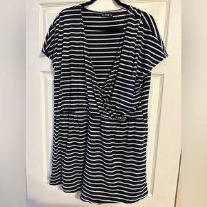Black and white stripe shorts romper